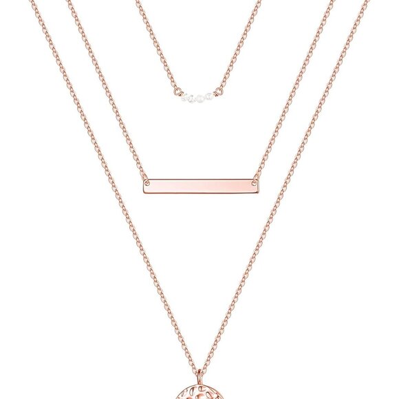 Jewelry - Dainty Layered Choker Necklace, Handmade Y Pendant Necklace Multilayer Bar Disc